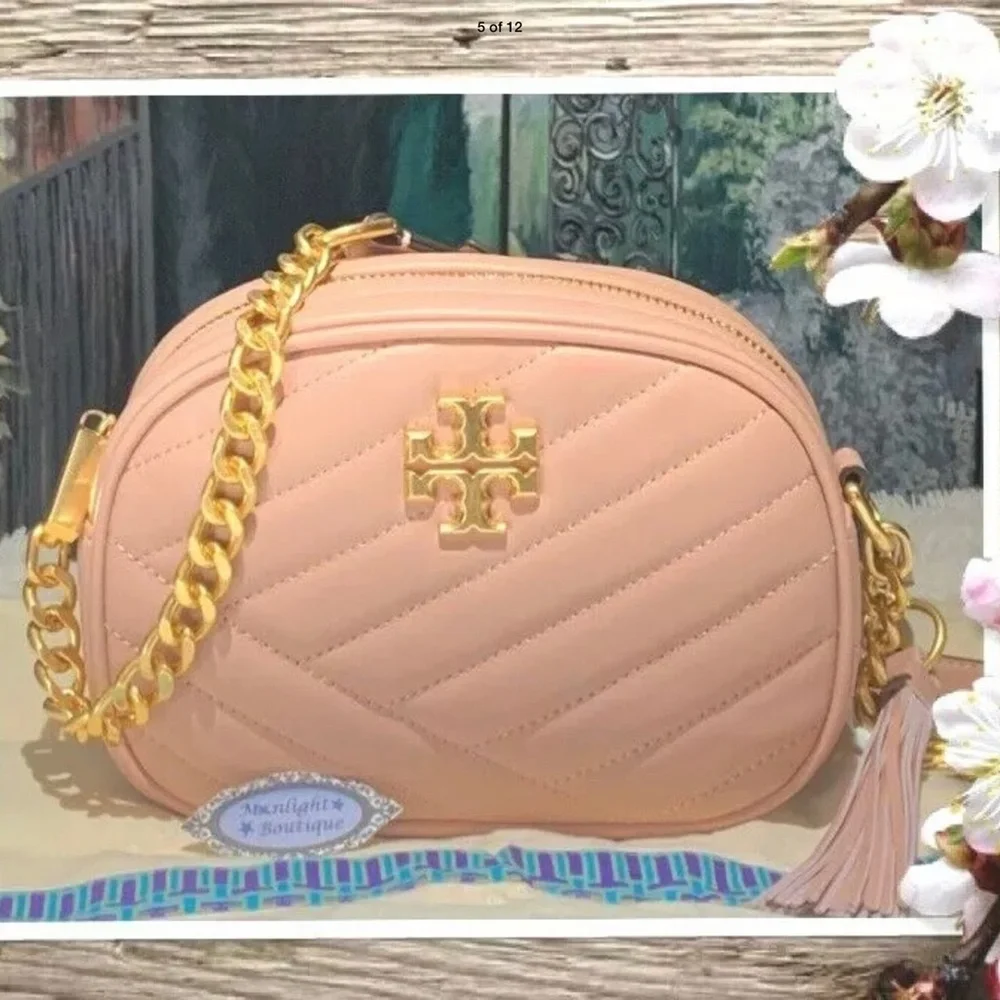 Tory Burch Kira Chevron Camera Crossbody Bag Pink - Picture 1 of 9